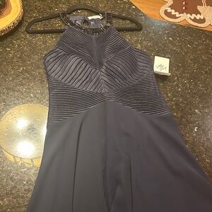 Elegant Navy Blue  Halter Dress